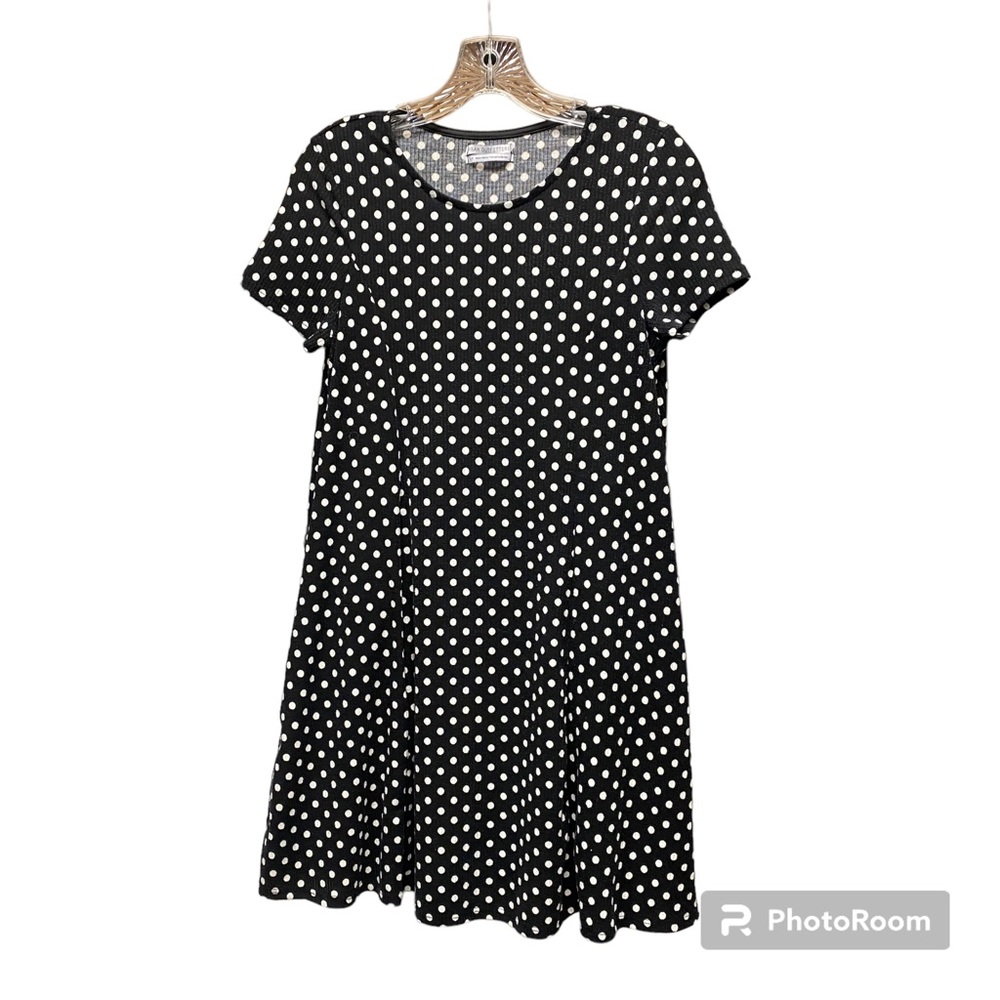 Urban Outfitters Sm Black White Polka Dot Short Sleeve Stretch Mini Shift Dress